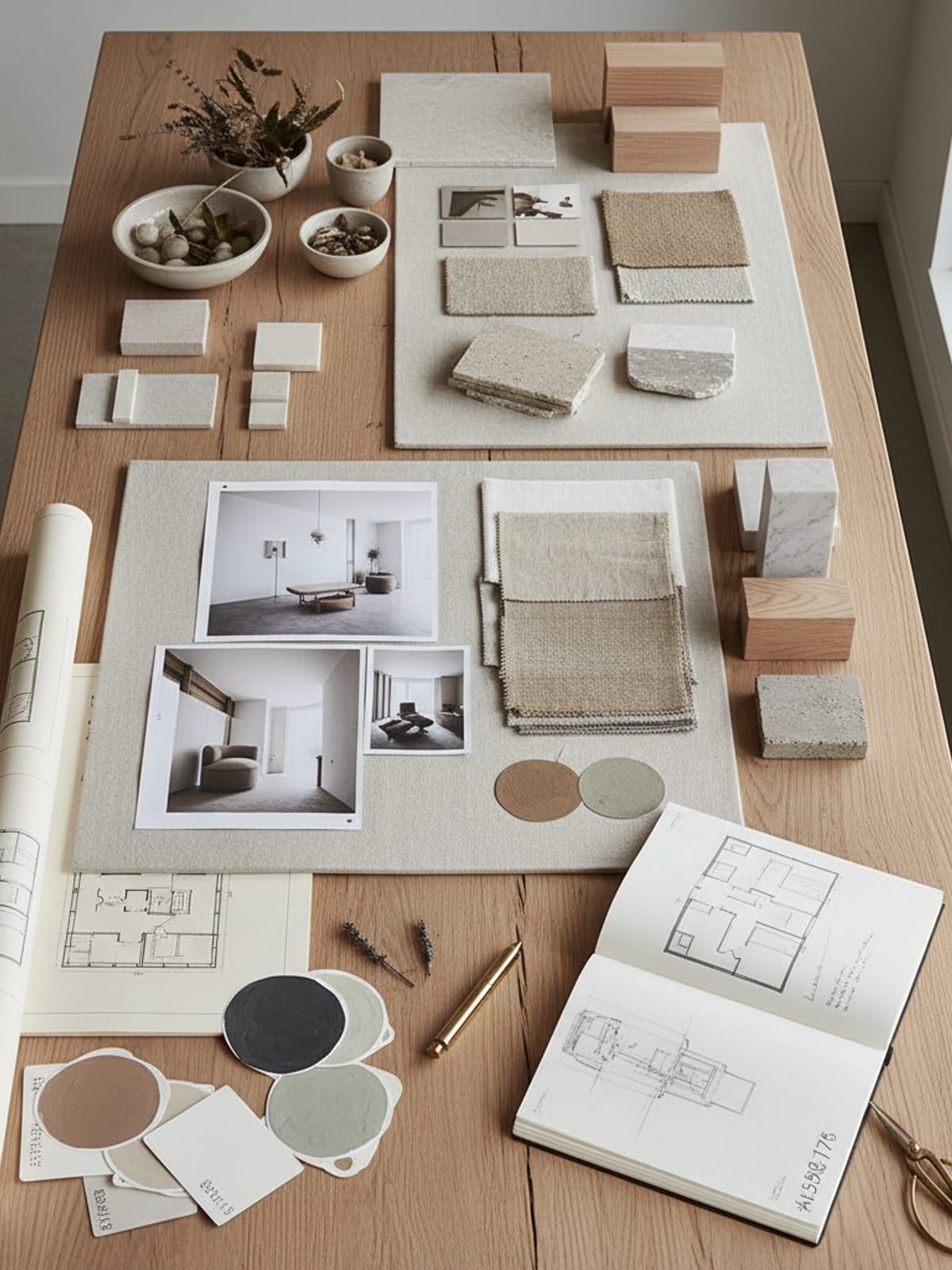 Interior design planning and material selection
