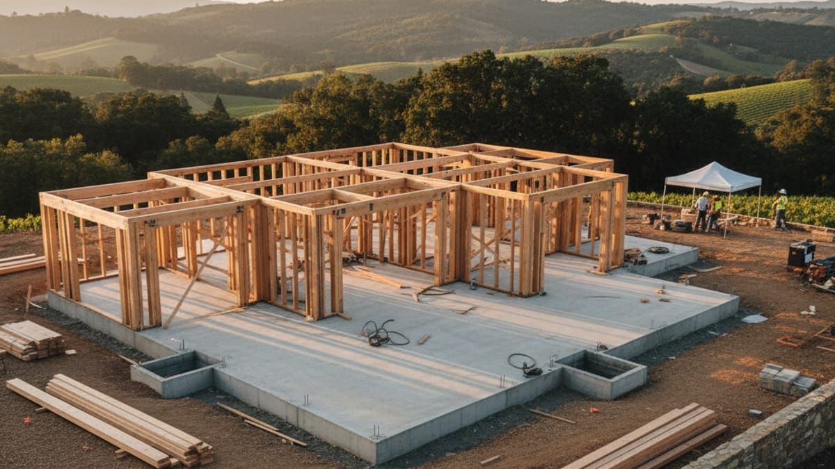 Foundation and structural work for new luxury home construction