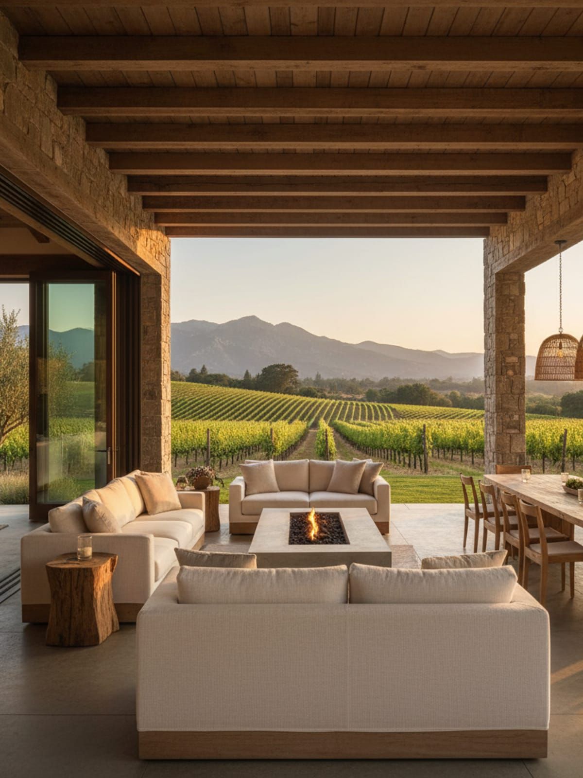 Panoramic outdoor living space in Sonoma wine country