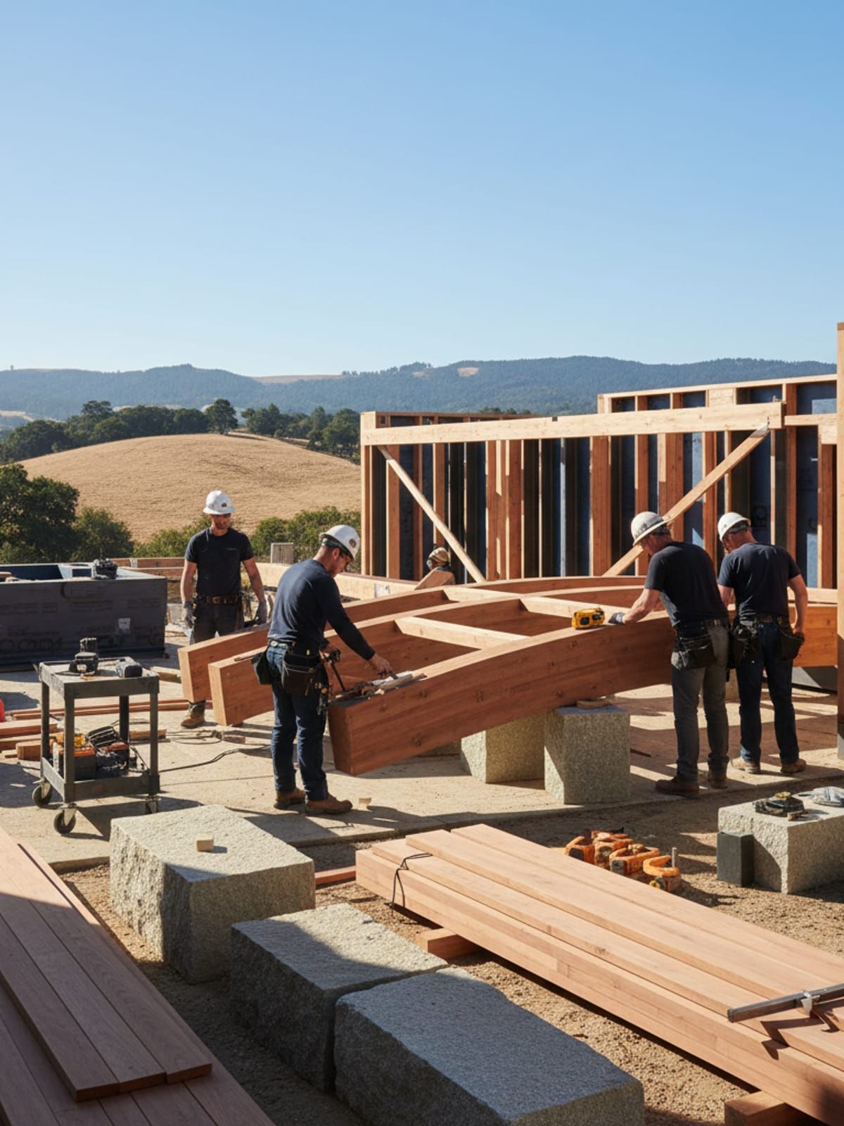 Licensed contractors working on luxury estate project in Sonoma County